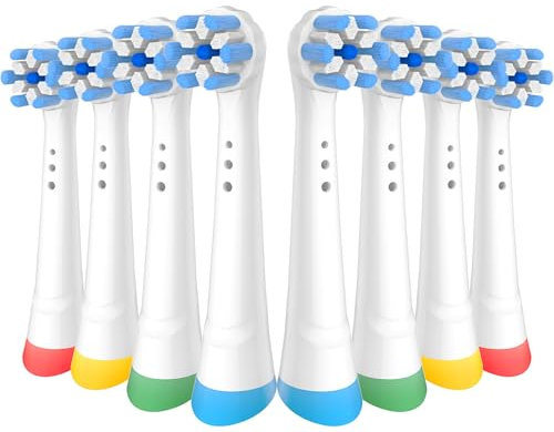 Caslynor Aufsteckbürsten kompatibel mit Oral B iO, Zahnbürstenköpfe für iO 2 3 4 5 6 7 8 9 10 Elektrische Zahnbürste, Ersatzbürsten für sanfte Reinigung, 8 Stück, Weiß