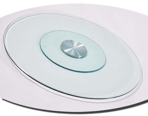 VLKLPZAHAK Plateau Tournant en Verre pour Plateau De Service De Table Plateau Tournant Robuste Plateau De Service Rotatif De Table Tournant en Douceur Base en Métal(70cm-27.5in)