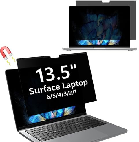Hinnwer Filtro Schermo Privacy per 13,5 Pollici Surface Laptop 6/5/4/3/2/1, Rimovibile, Anti Luce Blu, Anti-Spia, Filtro Privacy Magnetico Ultrathin per Computer Portatili per Surface Laptop 13,5”