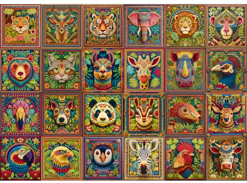 HUADADA Puzzle 1000 Teile-Puzzle 1000 Teile Erwachsene-Tiergruppenporträt-Klassische Puzzles Geschenk