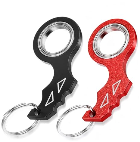 Amacoam Schlüsselanhänger Spinner 2 Stück Fidget Spinner Metall Keyring Tragbar Finger Spinner Schlüsselanhänger Ring Fidget Spinner für Fingertraining, Kinder und Erwachsene Angstlinderung