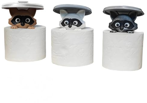 Lustiger Waschbär-Toilettenpapierhalter – die perfekte Papierhandtuch-Dekoration für Ihr Badezimmer, Ihre Toilette oder Ihre Küche (3er-Set)
