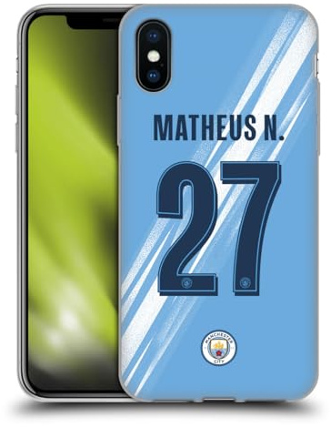 Head Case Designs Offizielle Manchester City Man City FC Matheus Nunes 2025/26 Spieler Heimtrikot 2. Gruppe Gel Handyhülle Hülle [Militärischer Schutzgrad] Kompatibel mit Apple iPhone X/iPhone XS