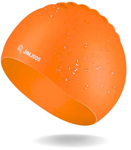 JIMJOOS Kids Swimming Cap 3–14 Years - Silicone Swim Cap for Boys & Girls - Anti-Slip, Stretchable, Waterproof Swimming Hat - Durable, Odour-Free Swim Hat with Protective Pouch
