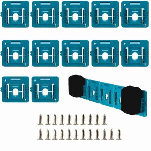 12-Pack Battery Mounts Dock Holder,Battery Holder for Makita 18V& Bosch GBA 18V Wall Mount Holder Dock Organizer Rack Tool Holder makita Battery Holder for BL1860 BL1850 BL1840 BL1830 for workshop van