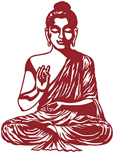Samunshi® Wandtattoo Buddha Wandsticker 37 x 50cm dunkelrot