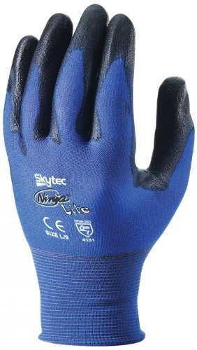 Skytec Ninja Lite Ultra 1 Pack Blue Nylon Safety Work Gloves with Polyurethane (PU) Coating and Elasticated Knit Wrist (X-Large)