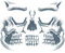Horror-Shop Totenkopf Gesicht-Tattoo als Halloween Make-Up Effekt