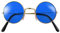 Lennon Brille | 60er 70er Jahre Party Kostüm Zubehör Nickelbrille (Blau)
