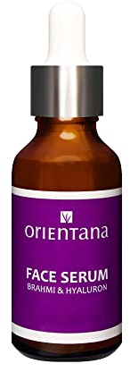 Orientana - Bio Serum Für Gesicht | Brahmi Hyaluronsäure Vitamin E | 99,6% Natürliches Straffendes Feuchtigkeitsspendendes Gesichtsserum | Reife Haut | Vegan | Anti Aging & Falten | Tag & Nacht - 30ml