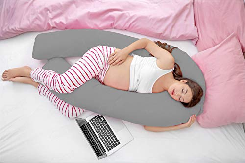 Hometex 9ft U Shaped Comfort Pregnancy Support Pillow with free Case (Grey Cover)