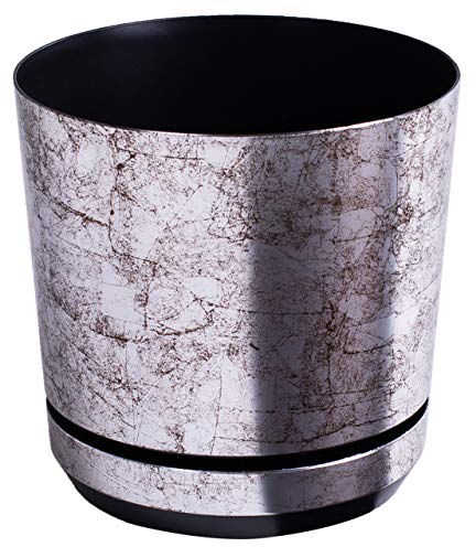 KORAD Old Silver Large Indoor Plant Pots with Drainage Holes and Matching Saucer, Round, Modern and Decorative Flowerpot for All Houseplants, 6 sizes, 25 colours (26 cm (10.2 inches))