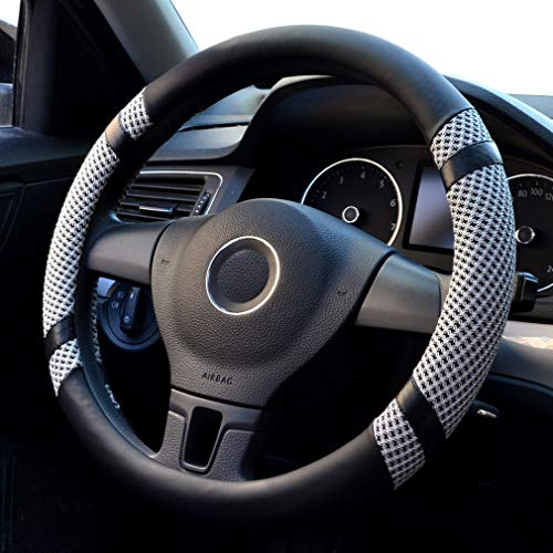 Pahajim Auto Lenkradhülle Lenkrad Abdeckung Microfiber Leder Anti Rutsch Lenkradabdeckung Breathable für LKW/Auto/Jeep/SUV, Universal 38(Grau)