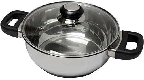 BAUMALU Faitout INOX + Couvercle Verre Saphir bakélite - 24 cm