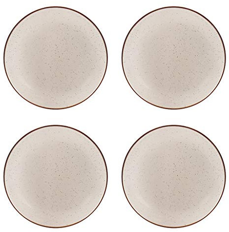 Dibor Grey Speckled Soup Bowl & Bread Plate Collection (Fawn Side Plate, 4)