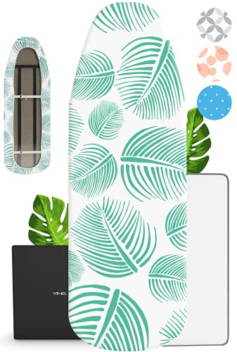 VINEL Bügelbrettbezug 120x40 für Dampfbügeleisen (100% Baumwolle, Gummizug, Komfort Polster) Bügeltischbezug 120 x 40 - Idealer Bügelbrett Bezug für Dampfbügelstationen (Grün, 120x40)