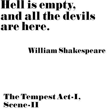 Shakespeare Poster Die Hölle ist leer und alle Teufel sind hier Zitat Shakespeare Zitat Shakespeare Wand-Kunst Buch Dekor Literatur Poster (10x15cm)