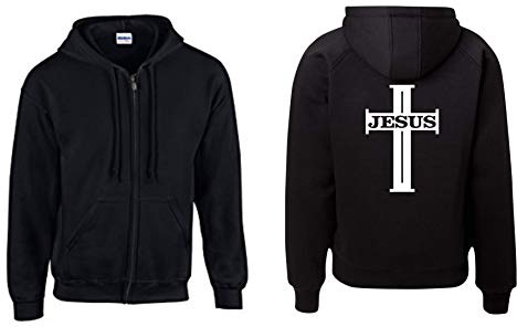 Textilhandel Hering Jacke - Jesus Kreuz (Schwarz, XXL)