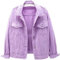 Lazutom Veste en jean basique boutonnée à manches longues pour femme, violet, 42