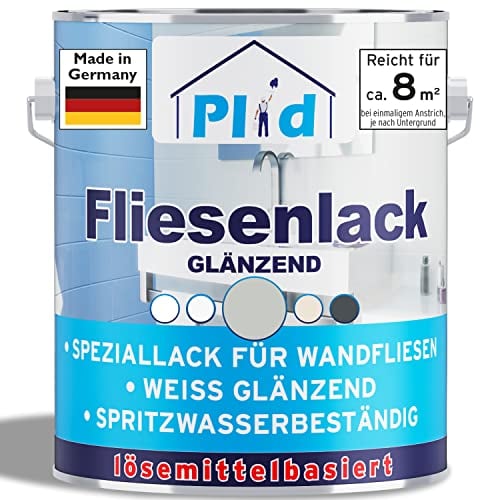 Plid Peinture pour carrelage Princolor® - De qualité supérieure - Gris clair - Brillant - 0,75 l