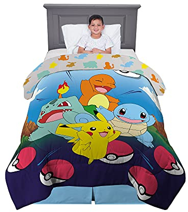Franco Kids Bedding Wendedecke aus superweicher Mikrofaser, für Doppelbett/Full, Pokemon