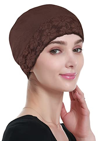 Bonnet de Nuit en Dentelle Doublure de Chapeau Souple Couvre-Chef en Bambou pour Perruques Marron