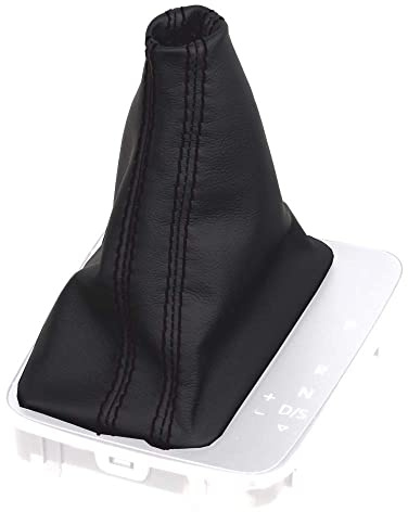 ICT Schaltsack Leder kompatibel mit VW Golf 7 DSG (Naht schwarz) | Echtleder schwarz 2012-2019 passend für Doppelkupplungsgetriebe (DSG) Manschette Automatik Ersatz Zubehör