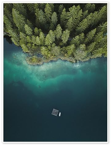 Wald am See von oben Poster von Lukas Saalfrank 50 x 70 cm Wandbilder Wanddeko