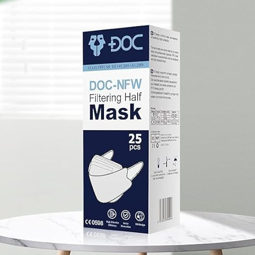 DOC 25 Gesichtsmasken FFP2 zertifiziert EU, kein Ventil für 5 Sofas, Masken de Schutz gegen Staub und Partikel 25 Masken