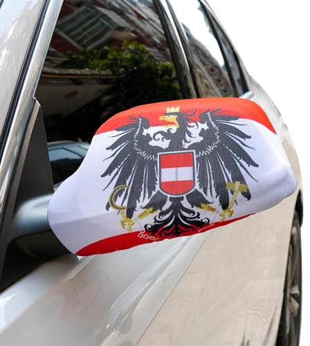 Sonia Originelli Außenspiegelfahne Autoflagge Überzug Bikini Fussball Fanartikel Anfeuern EM WM, Farbe: Österreich Adler
