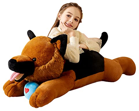 Tumyay Groß Deutscher Schäferhund Kuscheltier Riesen Stofftier,78cm Gross Plüschtier Riesige Plüsch Jumbo Spielzeug,Geschenk für Kinder