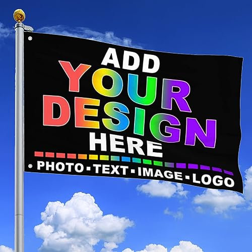 Drapeau Personnalisable Photo Double Face 150x90/90x60/180x120/240x150 cm Ajoutez Votre Propre Image Photo Texte De l'Image Drapeau Personnalisé pour la Décoration De Jardin Extérieur,240x150 cm