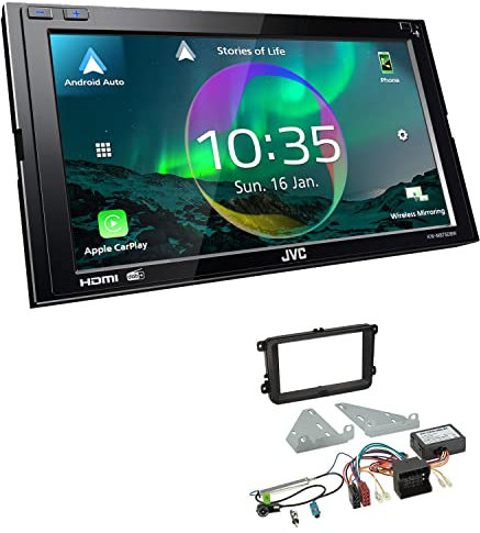 JVC KW-M875DBW 2-DIN Autoradio kompatibel mit WiFi Apple CarPlay Android Auto Bluetooth DAB+ USB-C passend für Volkswagen VW Golf VI 2003-2013 schwarz inkl Canbus