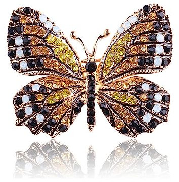 Schmetterlings-Brosche für Damen und Mädchen, mehrfarbig, glänzende Strasssteine, Kristall, Schmetterlings-Brosche, Anstecknadel, Sicherheitsnadel, Anstecknadel, Anstecknadel, Anstecknadel, Schal,