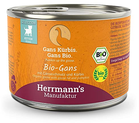 Herrmann's - Selection Kitten Bio Kittennahrung Gans - 12 x 200g - Nassfutter - Katzenfutter