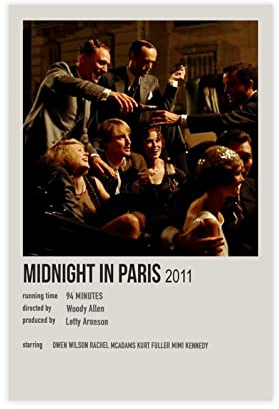 EDSC Filmposter Midnight in Paris, Vintage-Poster, Wandkunst, Dekor, Bild, Gemälde für Wohnzimmer, Schlafzimmer, Dekoration, ungerahmt: 30 x 45 cm, 2 Stück