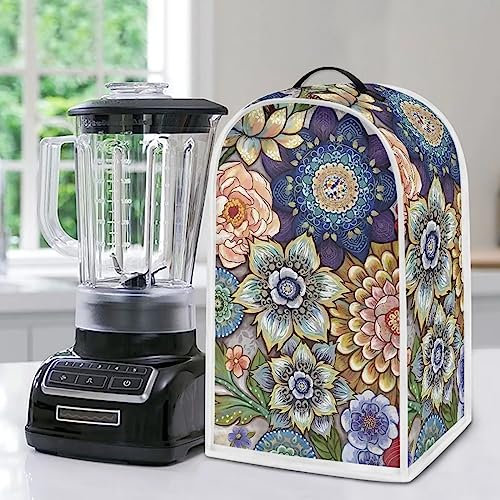 Psesaysky Bright Fabric Blossom Blender Covers for Kitchen Stain Resistant Dust Supplies Coffee Maker Appliance Cover Universal Fit Kitchen Mixer Accessories