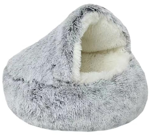 ACETCHS Flauschiges Katzenbett, Flauschiges Plüsch-Kätzchenbett, Weicher Waschbares Warmer Katzenschlafsack Haustierbett für Hauskatzen, kleine Hunde (50cm*50cm, Grau)