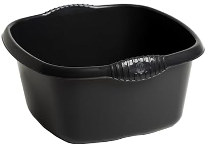 Aurora - High Grade Plastic 32cm Square Washing Up Bowl Kitchen Sink, Basin Mixing & Tidy Organizer with 9L Capacity. - Midnight (Darkish Grey)