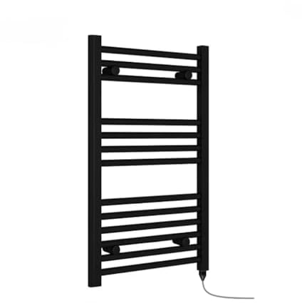 Valdern Scaldasalviette elettrico nero opaco, 400 mm (larghezza) x 700 mm (altezza) – 150 W – scaldasalviette elettrico preriempito nero per bagno