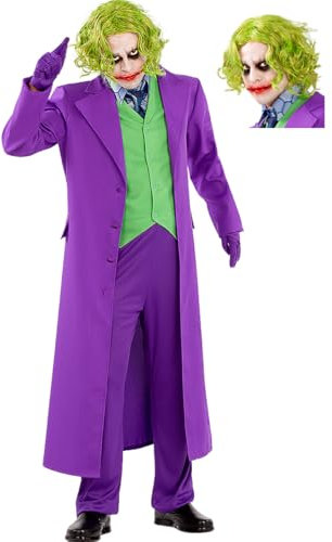 Funidelia Offizielles Joker Der Dunkle Ritter Kostüm für Herren mit Perücke, Joker Anzug für Erwachsene, Halloween- und Karnevalskostüme – Größe 3XL