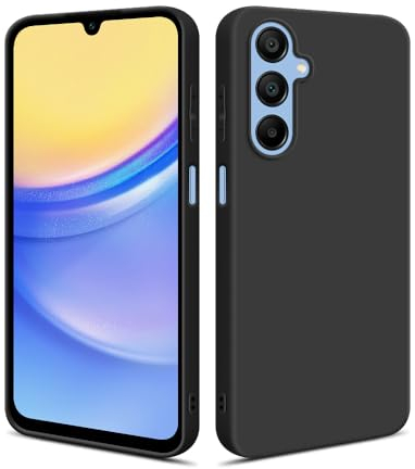 HSP Cover per Samsung Galaxy A15 4G / 5G [repellente alla polvere] Custodia protettiva in silicone TPU premium | antigraffio antiurto | Protezione della fotocamera | Vestibilità sottile | Nero