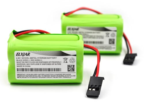 YUTSUJO NiMH-Empfänger-RX-Akku mit Hitec- und JR-Anschlüssen, 4,8 V, 2000 mAh, 2 x 2 quadratische wiederaufladbare Akkus für RC-Empfänger, RC-Flugzeuge, Spielzeug und Werkzeuge, 2 Stück