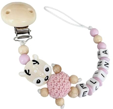 personalisierte gestaltetes Babygeschenk mit Namen für Mädchen oder Junge Baby Geschenk personalisiert zur Geburt & Taufe Große Farbauswahl Reh (Rosa)