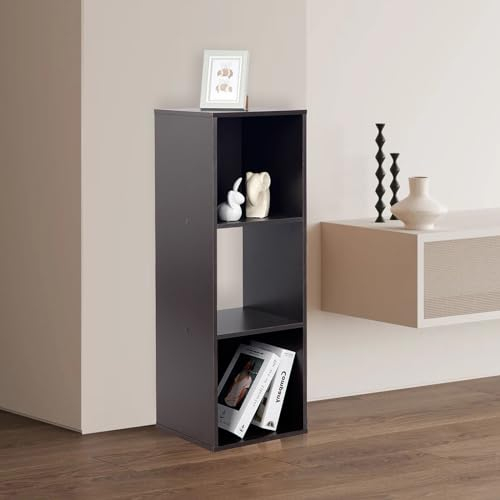 PACHIRA Bücherregal mit 3 Fächern, Würfelregal Aus Holzwerkstoff Für Wohnzimmer, Freistehender Bücherschrank Aktenregal Stufenregal Büroregal, Offenes Aufbewahrungsregal Für Kleidung, Spielzeug