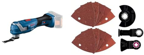 Bosch Professional 18V System Akku-Multi-Cutter GOP 18V-34 (inkl. 1x Sägeblatt) + 13tlg. Starlock Universal-Set (für Holz, Metall,Farbe, Sägen, Schleifen, Schaben, Zubehör für Multifunktionswerkzeuge)