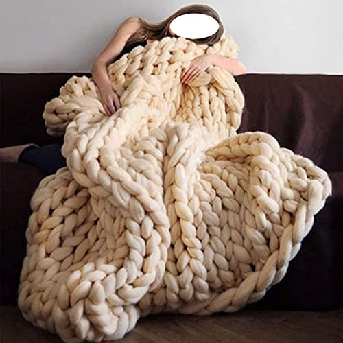 XLJLKJDS Handmade Giant Chunky Knit Throw Blanket Throw, Handmade Chunky Knit Blankets, Merino Wool Blend Arm Knit Throw Fashion Sofa Blanket Yoga Mat Rug Home Decor Gift