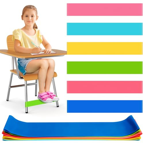 6er-Pack Stuhlbänder für Kinder mit zappeligen Füßen, flexible Sitz-Stretchbänder, bunte Stuhl-Stretch-Fußbänder, Zappel-Stuhlbänder, Must-haves für die Grundschule, ADHS-Tools