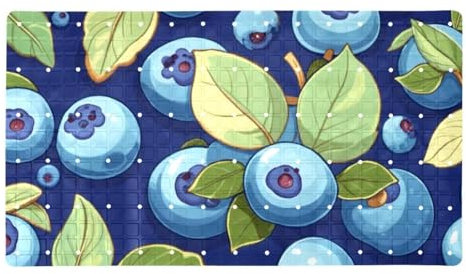 Blueberry Tapis de bain et de douche avec feuilles, lavable, ventouses et trous de drainage pour garder les baignoires propres, transparent