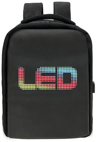 Bewinner Mochila para Computadora Portátil con Pantalla LED, Mochila para Computadora Portátil DIY, Mochila de Viaje Impermeable para Hombro, Mochila LED Bluetooth Inteligente con Panel
